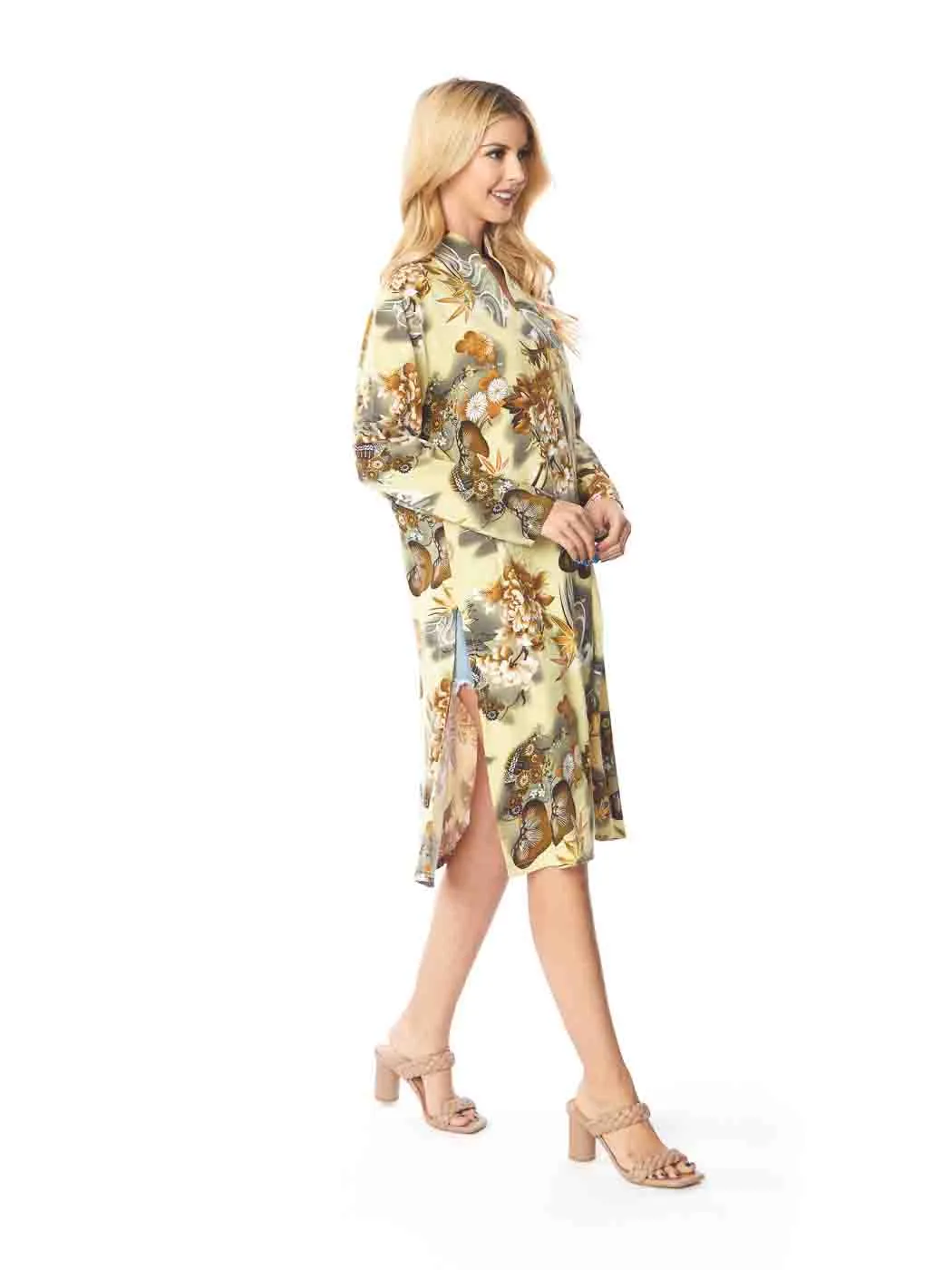 Tianello TENCEL™  Print "Zen Garden" Long "SELENA"  Duster Jacket