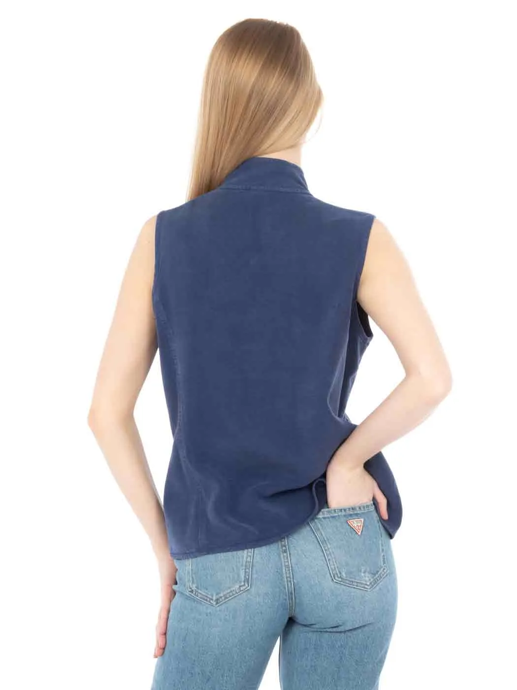 Tianello TENCEL™  Sleeveless "Oxford" Vest Jacket, Lined, & Side Pockets