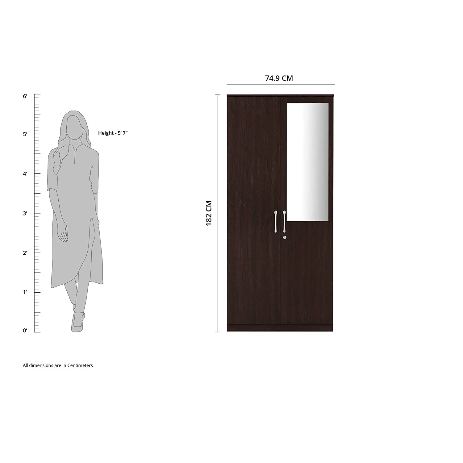 Tuffio Medusa Engineered Wood Wardrobe Wenge Finish