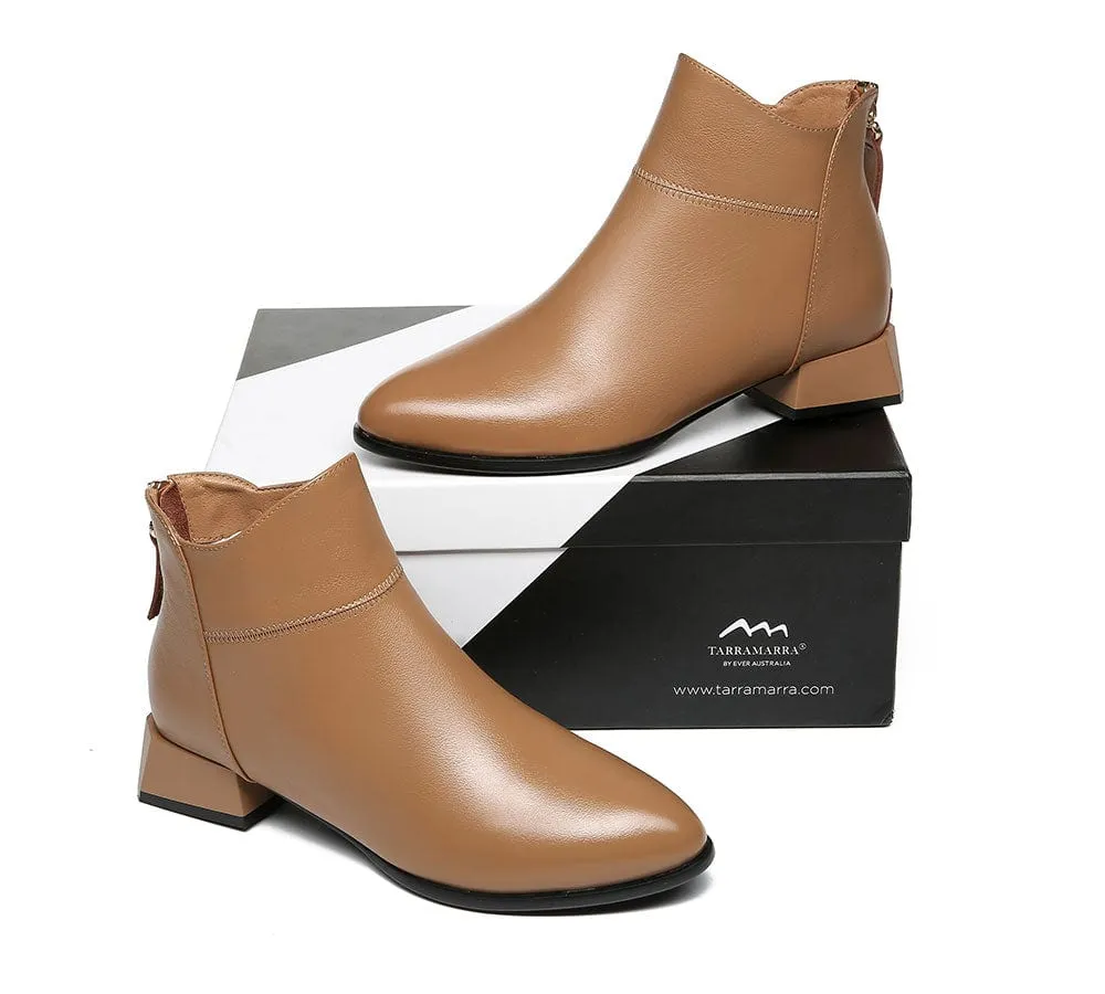 Women Ankle Boots Quella Leather Block Heel Black