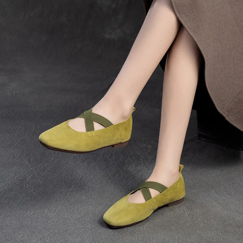Women Retro Minimalism Leather Soft Flats