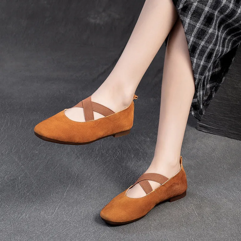 Women Retro Minimalism Leather Soft Flats
