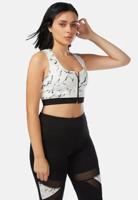 Zip It Up Yoga Marble Sports Bra