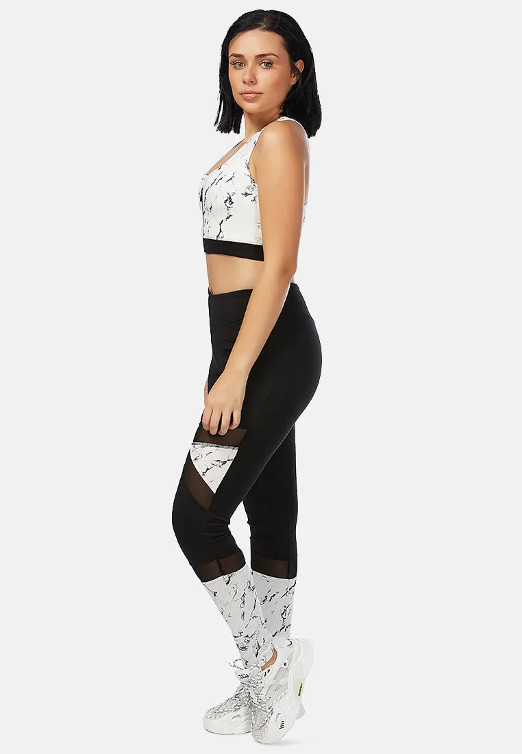 Zip It Up Yoga Marble Sports Bra