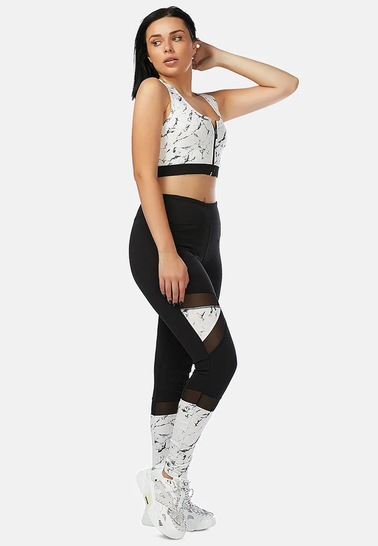 Zip It Up Yoga Marble Sports Bra